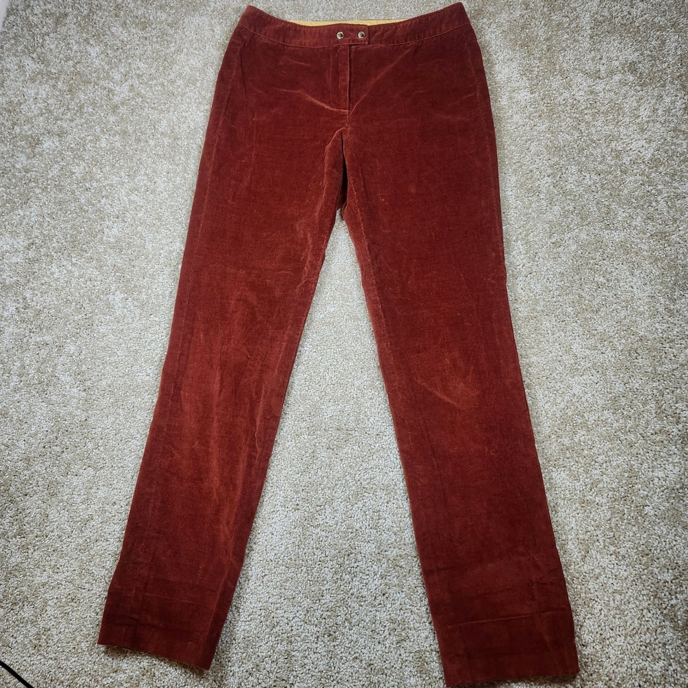 J. McLaughlin Pants Corduroy Rust Orange Cotton Blend Classic Preppy Size‎ 8 - Picture 2 of 12